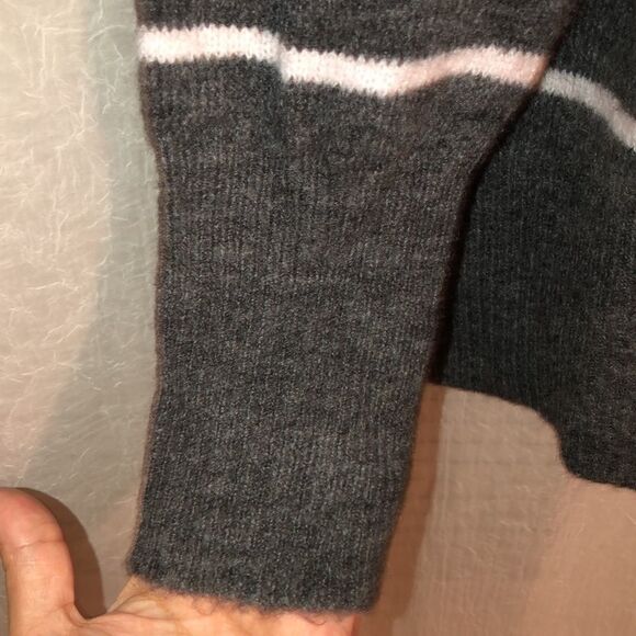H&M XL Gray with White Stripes Wool Blend Sweater - Picture 5 of 12